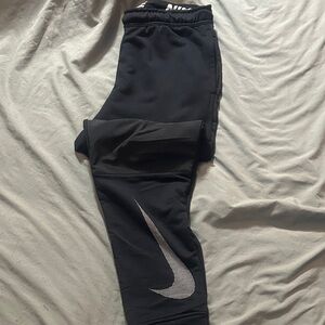 NIKE DRI-FIT Black Sweatpants with Metallic Logo